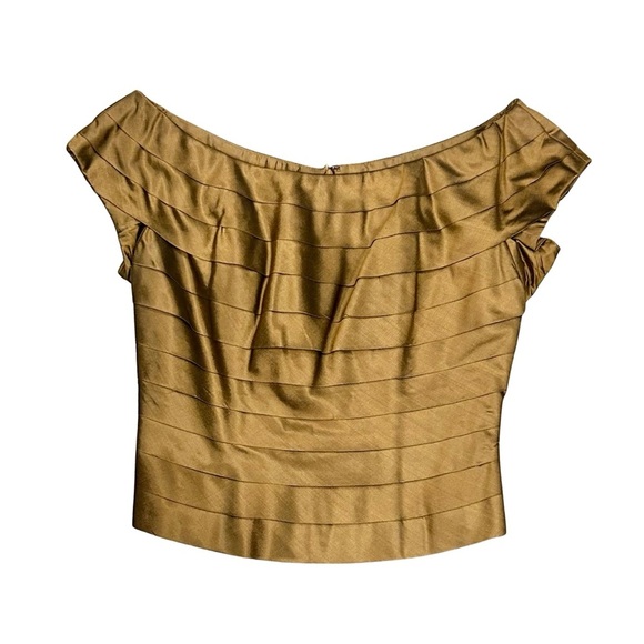 Marisa Baratelli 2-Piece Set 100% Thai Silk Gold Bronze | Size S & 6 - Picture 7 of 11